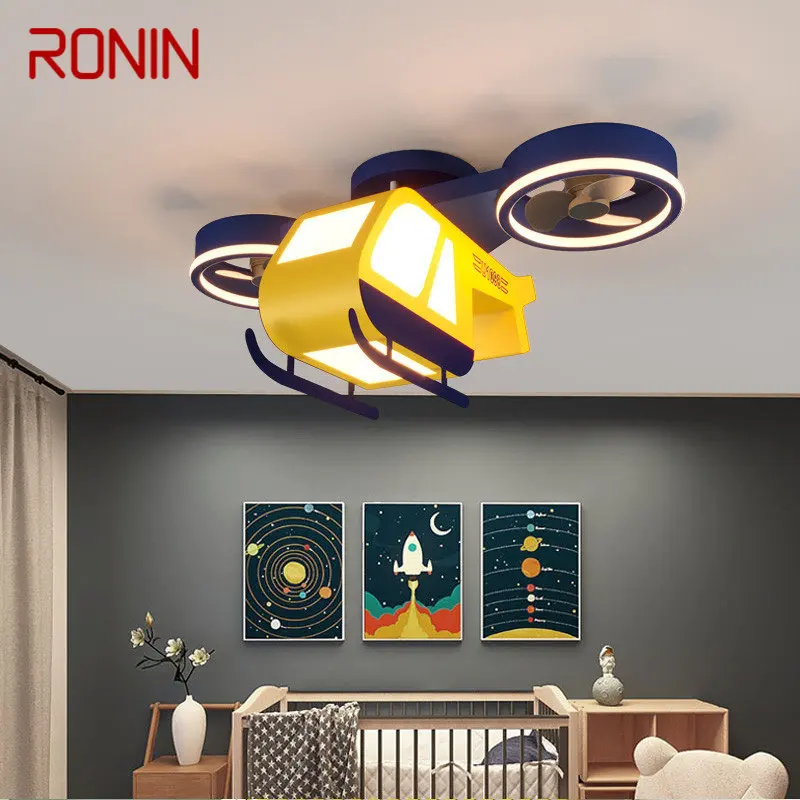 

RONIN Children's Ceiling Fan Lights Remote Control 3 Colors Dimmable LED Cartoon Airplane Lamp for Home Kids Room Kindergarten