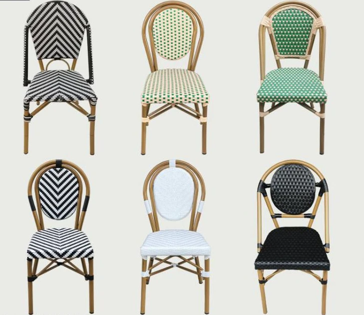 French Dining Chair Cafe Table Chair Nordic Rattan Retro Back Stool Balcony Leisure Rattan Courtyard Outdoor