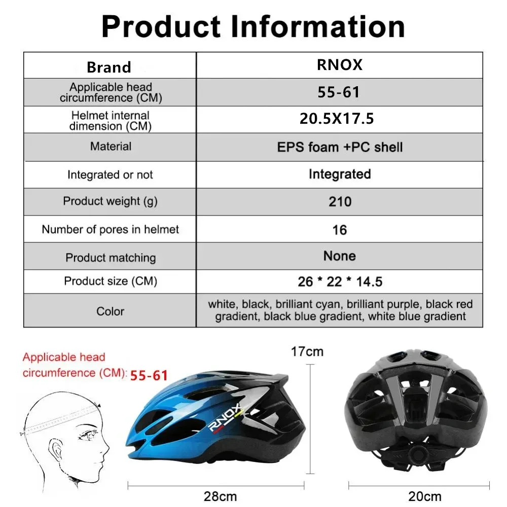 RNOX Outdoor Ultralight Cycling Helmet Cycling Safety Cap ntegrally-molded MTB Bicycle Helmet Racing Riding Equipments