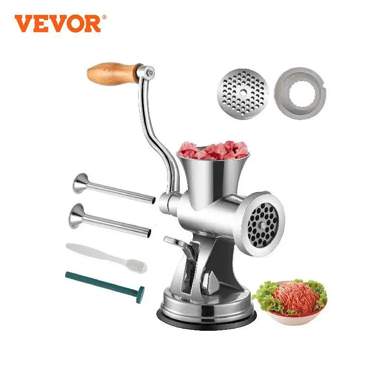 VEVOR Manual Mini Meat Mincer Food Processor Grinder Portable Chopper Blender Sausage Stuffer Stainless Steel for Beef Fish Home 2800w electric meat grinder mincer filler sausage filling maker machine stuffer vegetables slicer cutter electric meat chopper