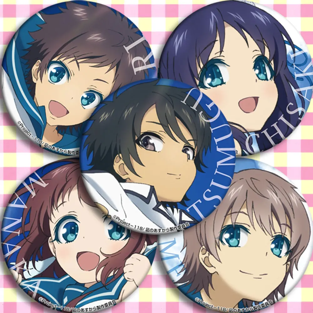 

Anime Nagi No Asukara Sakishima Hikari Mukaido Manaka Hiradaira Chisaki Pins Badge Cosplay Garniture Itabag Bedge Brooch DADGE
