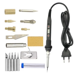 Wood Embossing Burning Carving Pyrography Pen Tools Kit  Adjustable Temperature Electric Soldering Iron Hand Operated Set