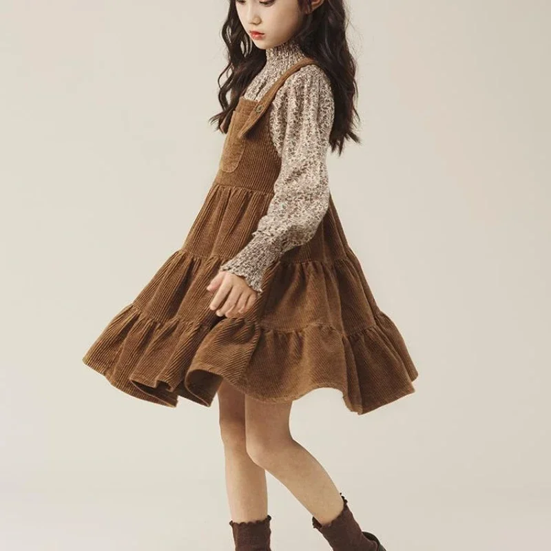 Girls' Dress Set Spring New Big Children Fashion Suspenders Dress Girls Floral Skirt Two-Piece Set