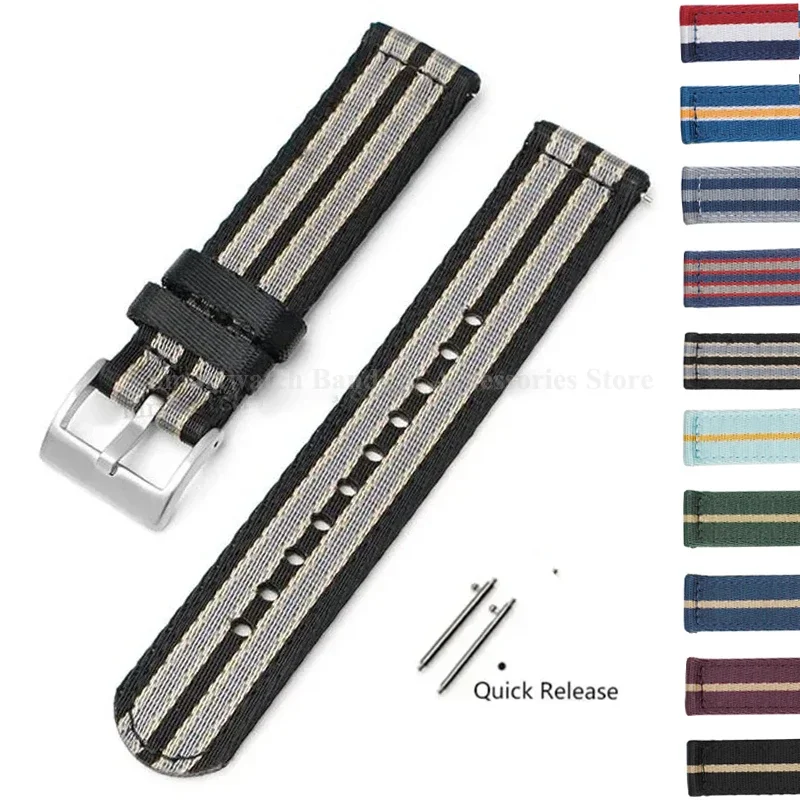 Premium Woven Nylon Watch Band with Quick Release and Stainless Steel Buckle