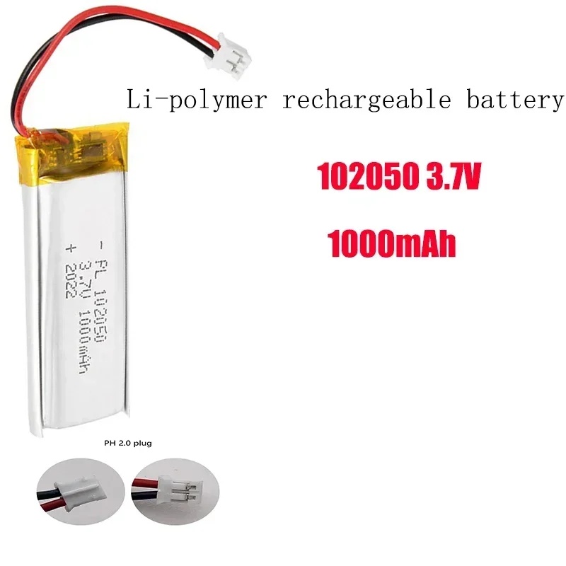 3.7v 1000mah 102050 Lithium Polymer Li-po Li Ion Rechargeable Battery