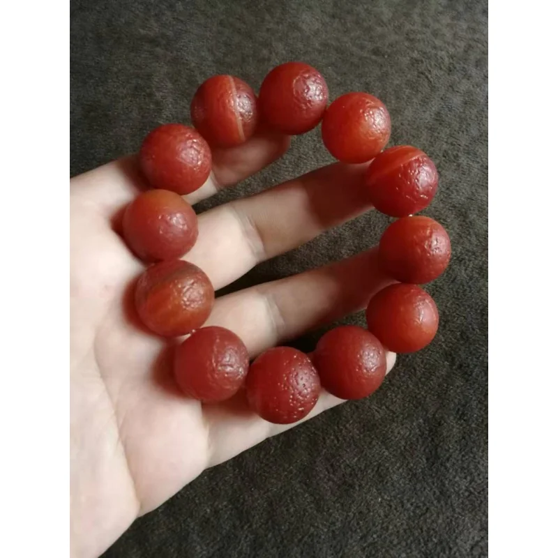 

Antique Collection Tibetan Area Backflow Frosted Agate Bracelet Old Wrapped Pulp Auspicious Red Agate Rosary Bracelet Men