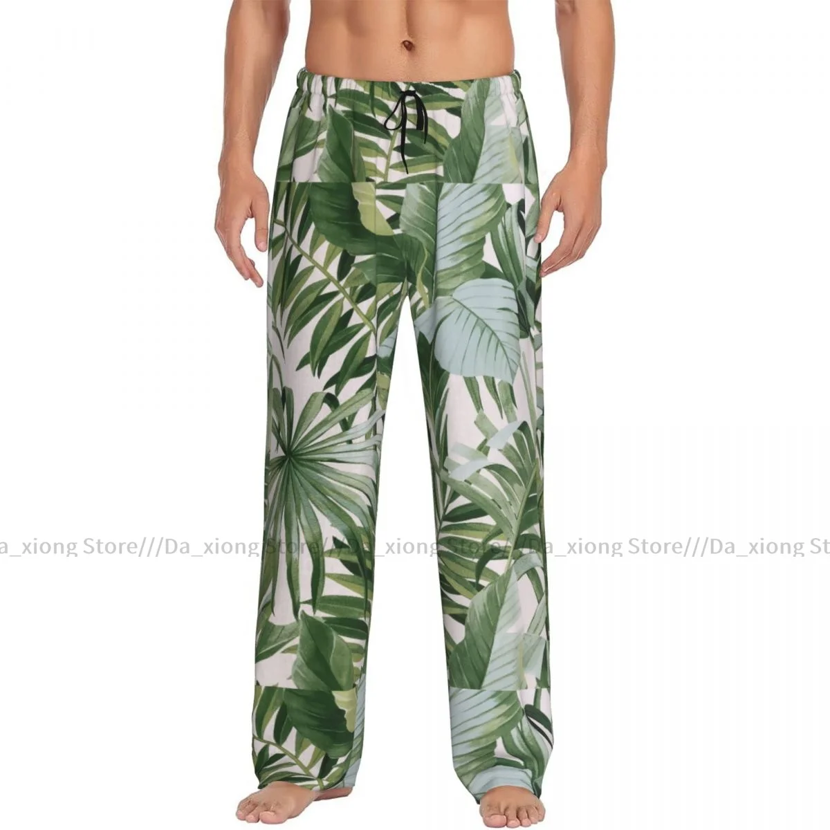 Palm Banana Leaf White Green Tropical Mens Pigiama Pigiama Pantaloni Lounge Pants Sleep Bottoms