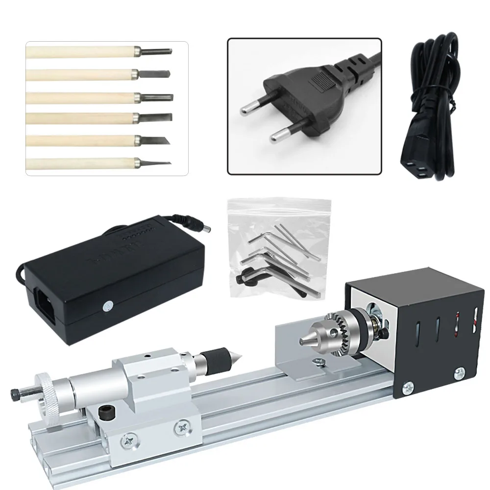 Mini Tornio Legno Fai-da-Te - Per Trapano, Regolazione Velocità, Lucidatura, Intaglio, Include Accessori - Foto 6