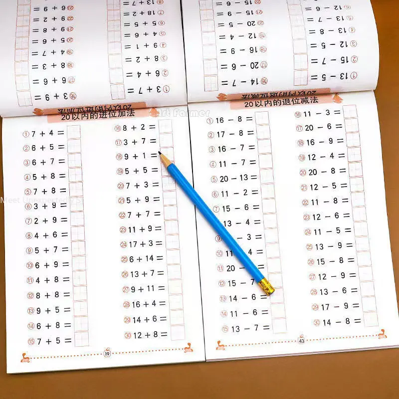 

95 Pages/Book Children's Addition and Subtraction Learning Mathematics Workbook Handwritten Arithmetic Exercise Books