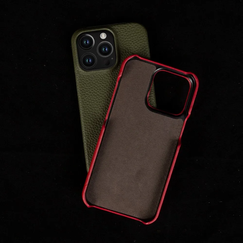 Luxury Custom Logo Genuine Leather Shockproof Phone Case Cover