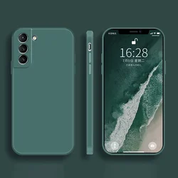 Square Liquid Silicone Soft Protective Case - Premium Soft Cover and Bag - Samsung S20 Ultra (Dark Green)