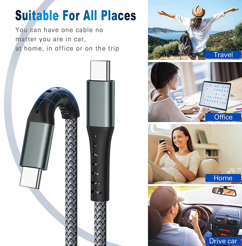 Durable Nylon Braided Fast Charging USB C to USB C Data Cable
