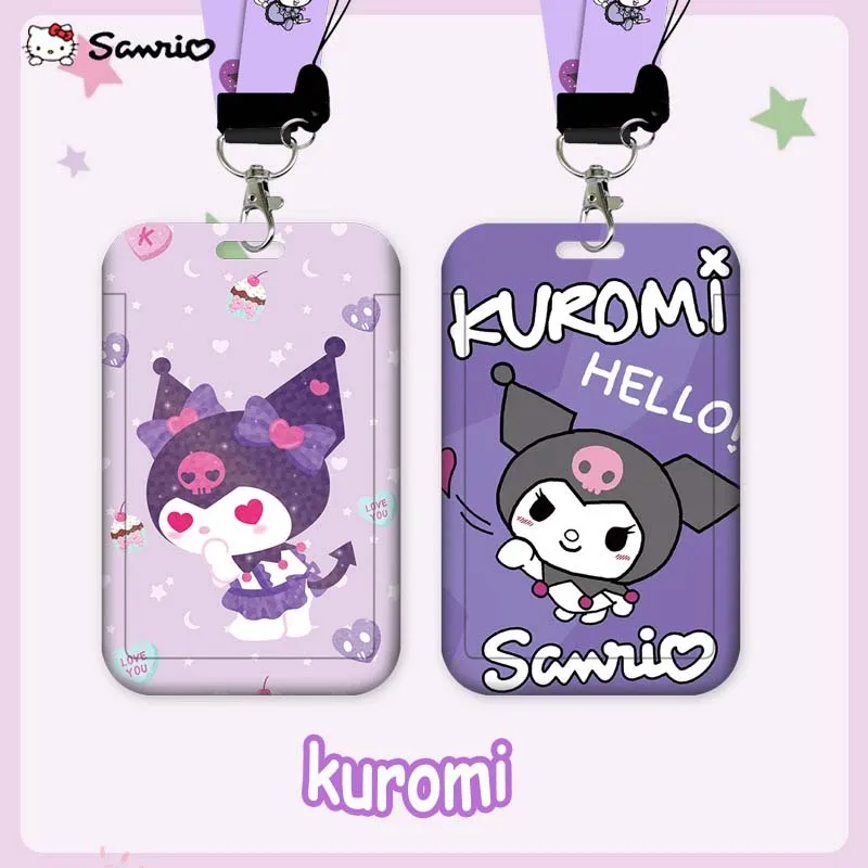 

Fashion Kuromi Cartoon Card Holder Kawaii Sanrio Women ID Business Card Holder Kid Bus Card Cover Backpack Decoration