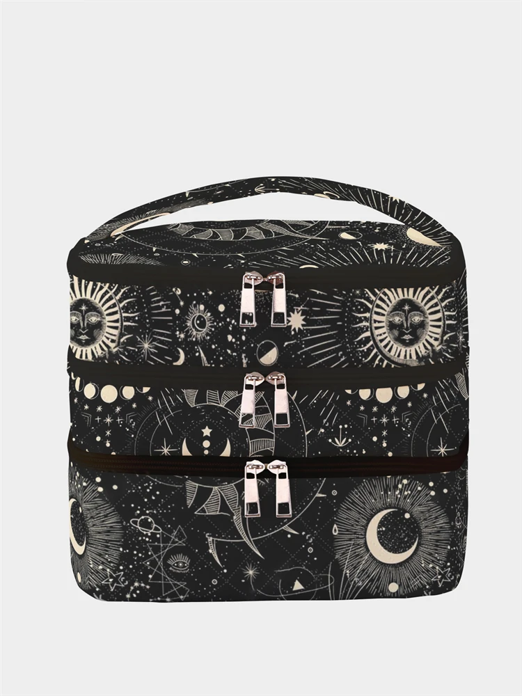 1Pc, Moon God Pattern 3-Layer Cosmetic Bag, Multi-Functional Cosmetic Management Bag, Bathtub Shower, Wallet, Portable Cosmetics, Lipstick, Brush, Skin Care Organizer 1Pc, Starry Sky Pattern 3-Layer Cosmetic Bag, Multi-Functional Cosmetic Management Bag, Bathtub Shower, Wallet, Portable Cosmetics, Lipstick, Brush, Skin Care Organizer