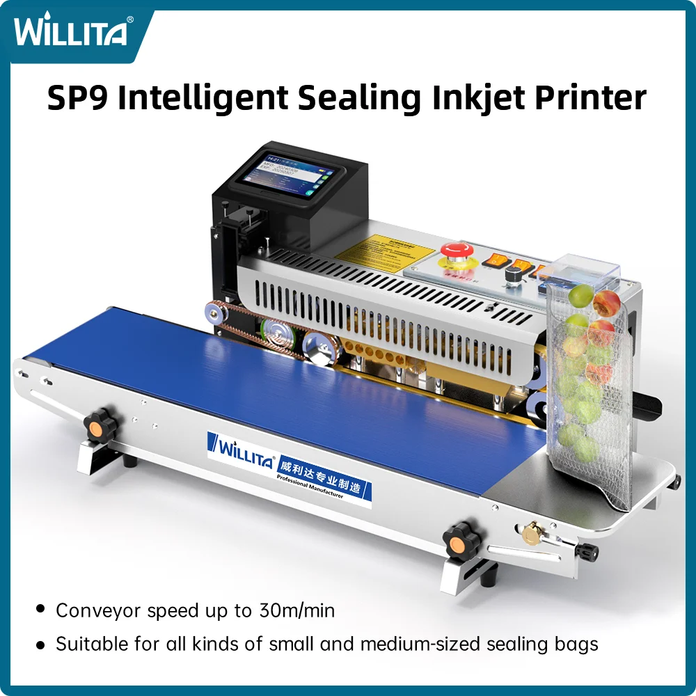Willita SP9 유통기한 바코드 QR 코드 플라스틱 백 식품 열 밀봉기 진공..