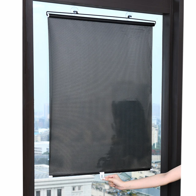 Pare-soleil rétractable portable en PVC, rideau de fenêtre en verre, store  enrouleur pour bureau, cuisine, chambre à coucher, membrane d'ombrage -  AliExpress
