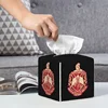 Delta Sigma Theta Sorority Tissue Box Cover Square Tissue Holder with Belt Bottom Leather Napkin Holder for Vanity Countertop 5
