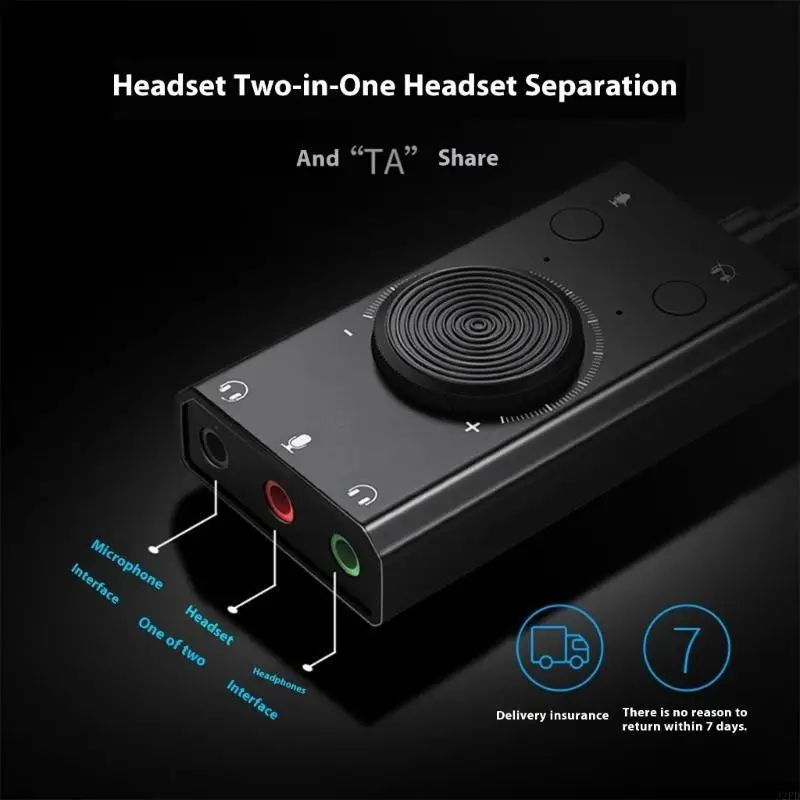 USB 외부 사운드 카드 PC 노트북 용 USB 어댑터 3.5mm 헤드폰 마이크 포트가있는 데스크탑 스테레오 사운드 카드