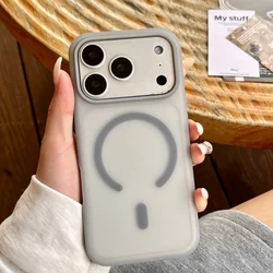 Frosted Transparent Magnetic Shockproof Phone Case with Air Matte Finish - iPhone 15 Plus (Gray)