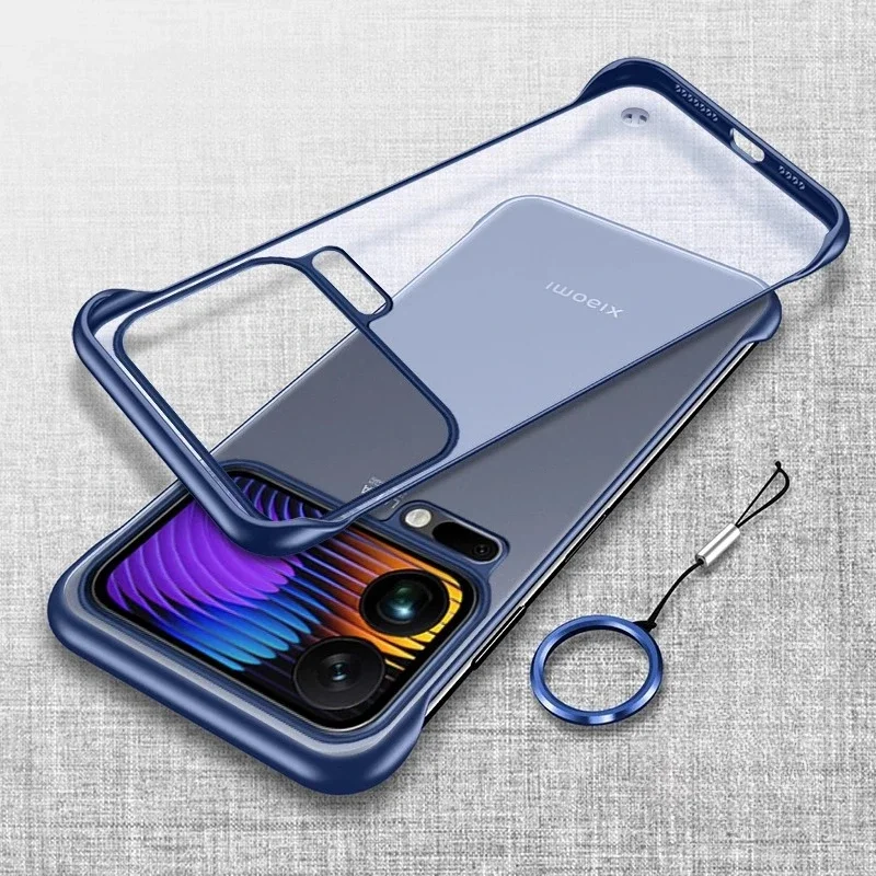 Frameless Translucent Matte Phone Case - Hard Protection with Ring Stand