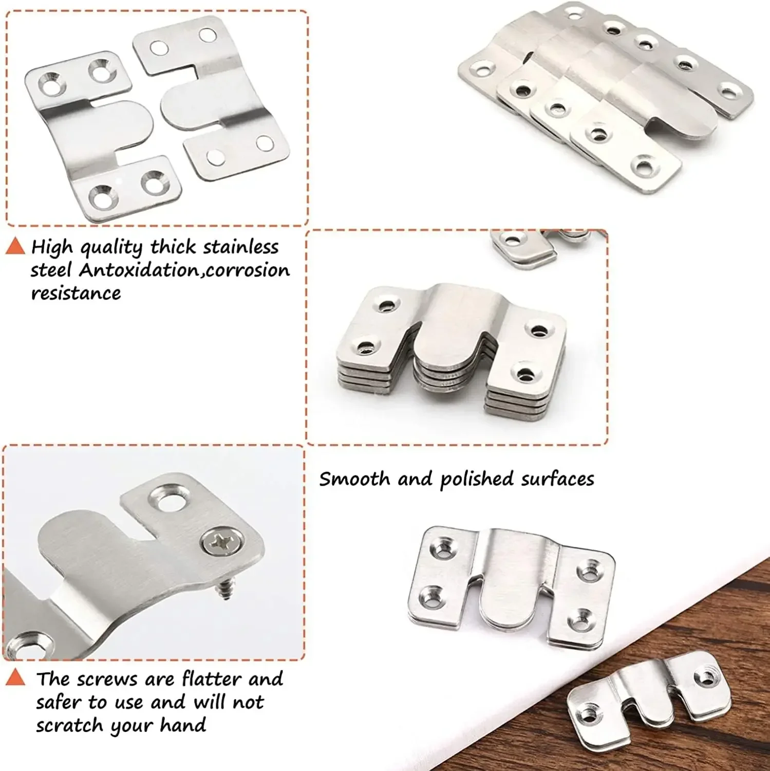 Furniture Hardware 2/6pcs Picture Frame Hanging Buckle Stainless Steel Furniture Interlock Bracket Hanger Hook Photo Framer Wall Painting Connector