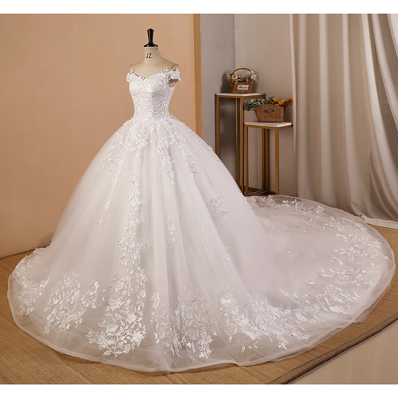 Robe De Mariee Off The Shoulder Lace Princess Wedding Dresses For Bride Sleeveless Ball Bridal Gown Vestido De Noiva Customized