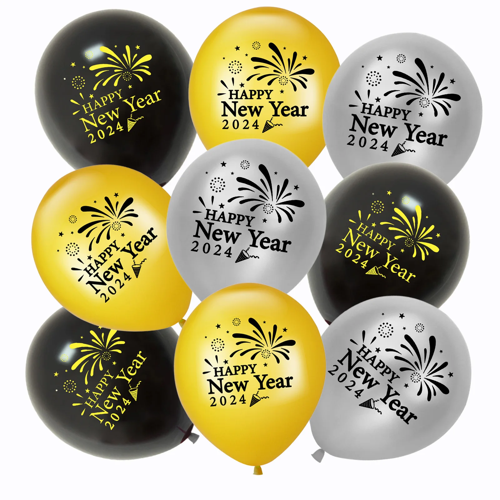 

30Pcs New Year Latex Balloons Black and Gold Silvery New Year’s Eve Decoration Happy New Years Decoration Supplies