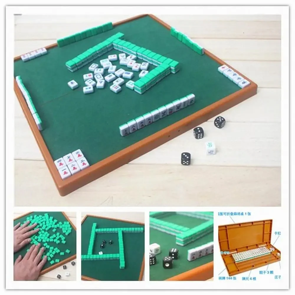 

Chinese Mini Chess and Card Mahjong 6-In-1 With Folding Table Portable Chess and Card Board Game Family Gathering Leisure Toys