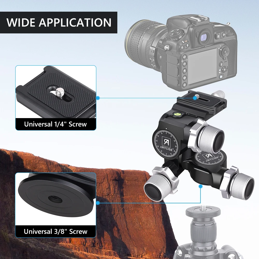 Professional Geared Tripod Head for Precise Photography Adjustment with Arca Swiss Panoramic Pan for DSLR Camera Max Load 6kg tripod ball head