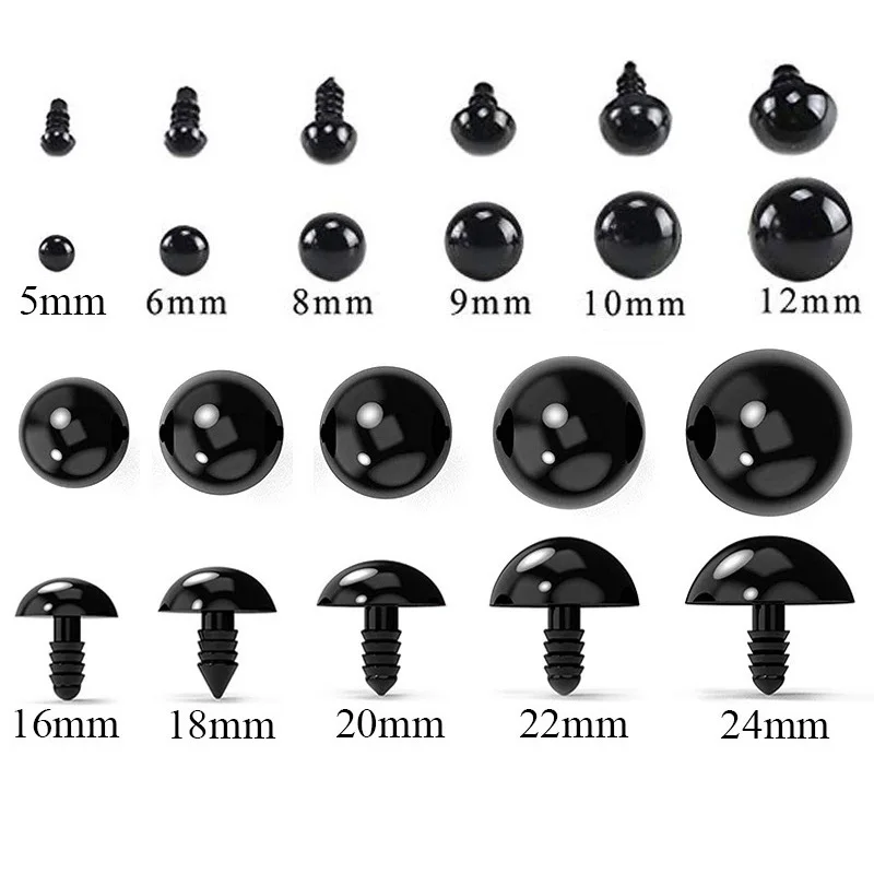 50/100pcs 10mm Eyeball Doll Accessories Black Plastic Plush Safety Eyes Amigurumi For Toys 6-14mm DIY Funny Toy Eyes Animal Plastic Safety Eyes Doll Handmade Accessories Swing Eyes Doll Eyes Googly Doll Eyes Plastic Toy Eyes Safety Eye Tool