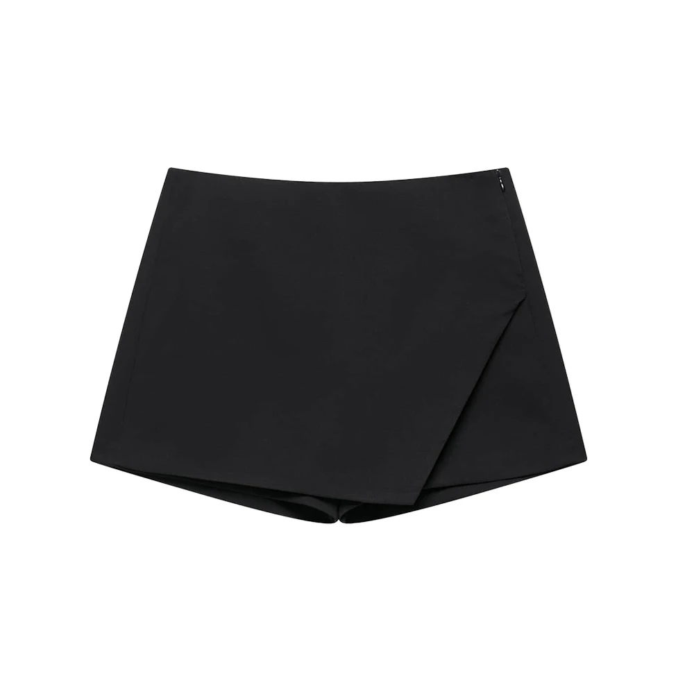 Women's Asymmetric Solid Color Skort Casual Side Zipper Shorts Skirts for Spring Summer Fashion