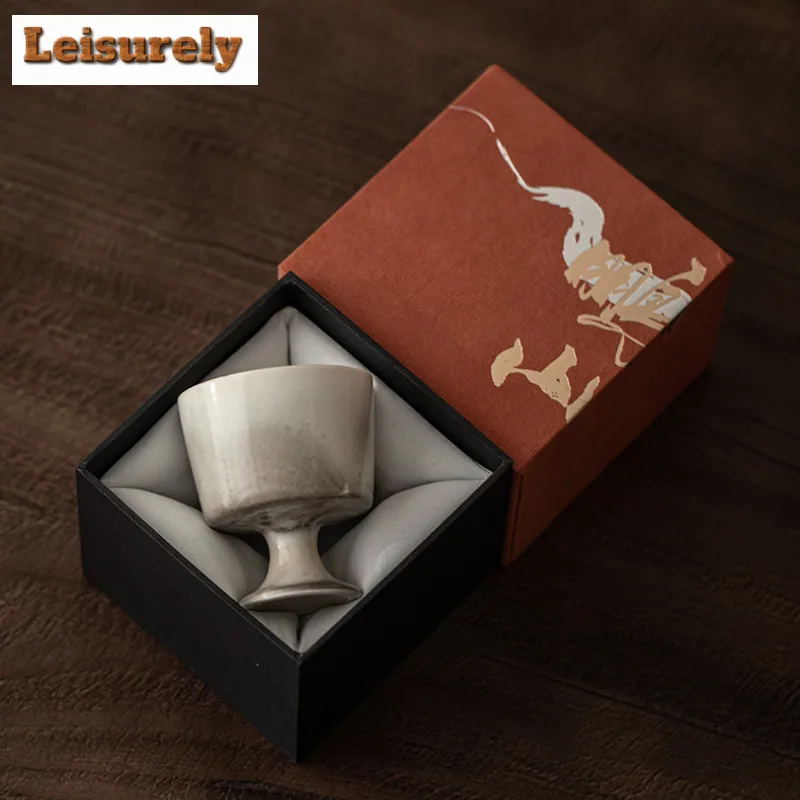 100ml Ink Painting High Foot Teacup Boutique Tea Bowl Cup For Tea Tea-tasting Smelling Cup Chazhan Master Cups Drinkware Craft