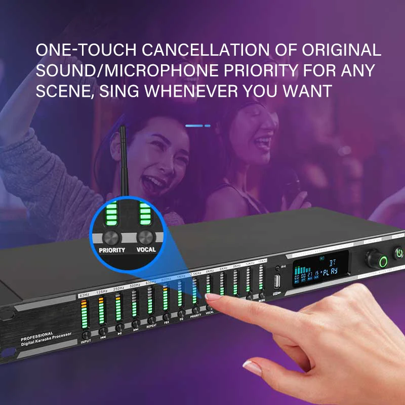 Professional home pre-stage effector microphone KTV digital reverb USB Bluetooth howling Kara processor