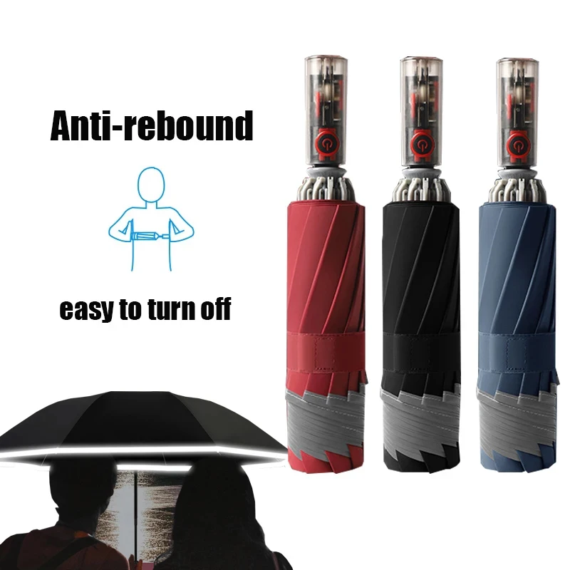 Women Umbrella Transparent Handle With Reflective Strip 230T Large Strong Parasol For Car Men Bumbershoot For Xiaomi
