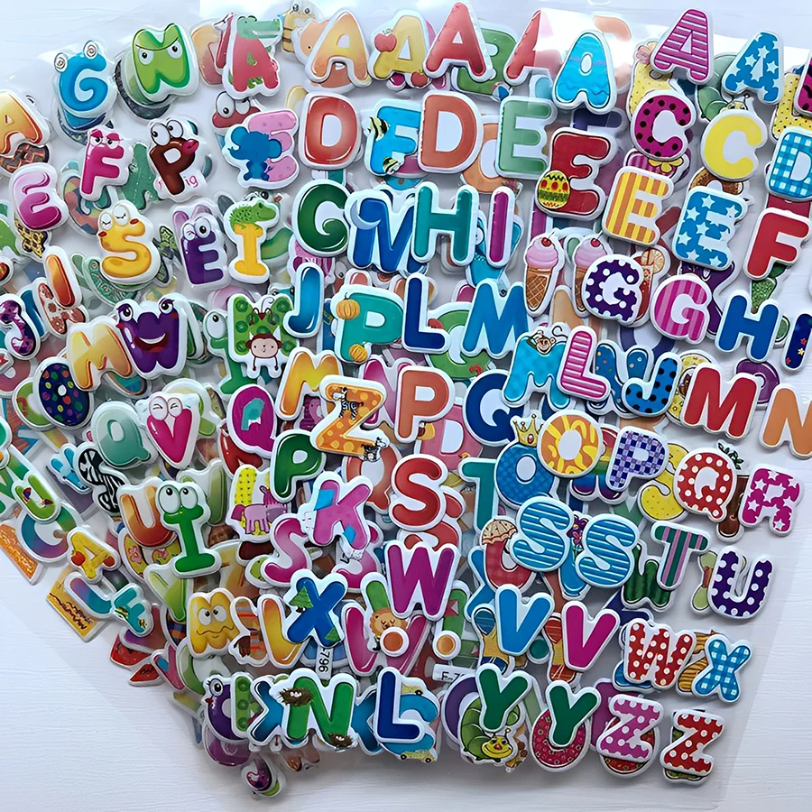 Cartoon Letter Design Bubble Stickers - Self-Adhesive Decorative Set