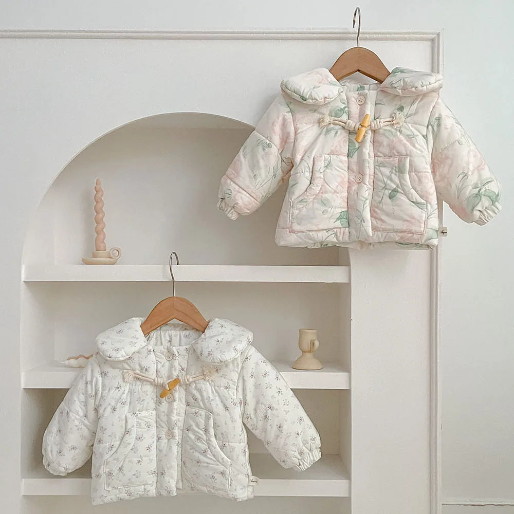 7966 Baby Coat Winter New Korean Baby Girl's Cotton-padded Jacket Plus Velvet Warm Coat Casual 0-3Y Kid's Outerwear