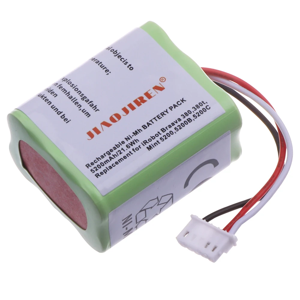 7.2V NI-MH 5200mAh Battery iRobot Braava 380T 380 390T Mint 5200 5200B 5200C Vacuum Cleaner upgraded 3000MAH NI-MH Battery