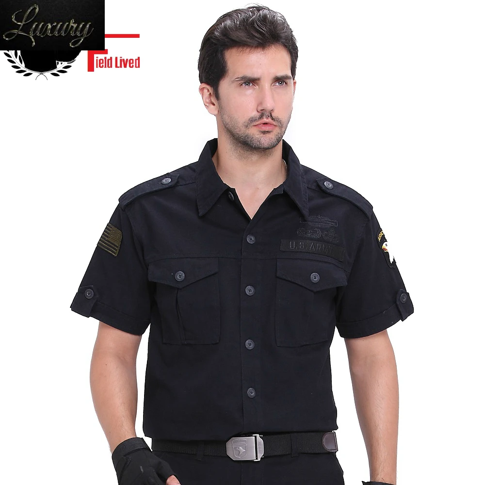 

Качественная мужская рубашка в стиле милитари США с эполетами, с коротким рукавом, 100% хлопок, тактическая Униформа для мужчин, мода 2023