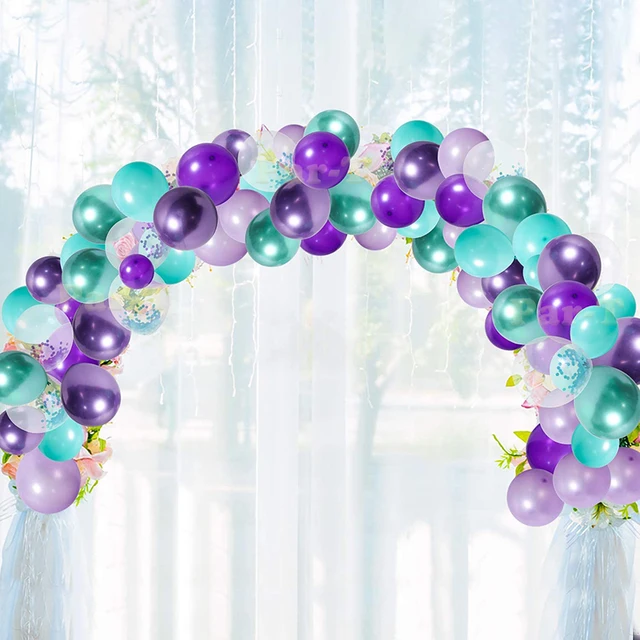 123Pcs Mermaid Balloon Garland Balloons Arch Garland Kit Dot Glitter Indoor Outdoor Frame Decor Birthday Party Supplies for Kids 1