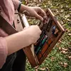 Wooden Writers Box Creative Portable Large Capacity Art Container Art Supply Organizer Wood Postman Bag Container For Glasses 2
