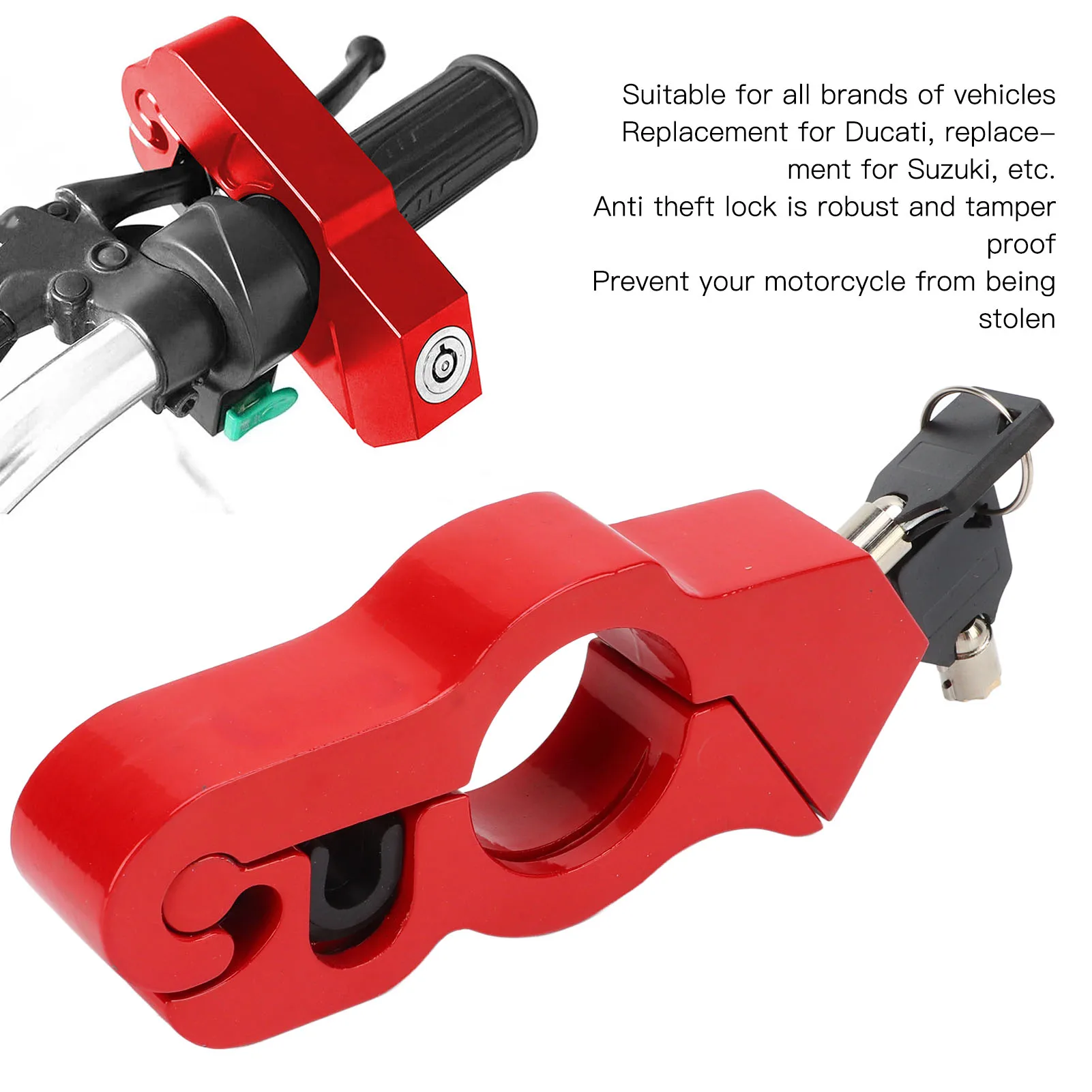 Brake Lever Lock Motorcycle Handlebar Lock Tamper Resistant Weatherproof Aluminum Alloy Anti Theft Grip for Scooters ATVs