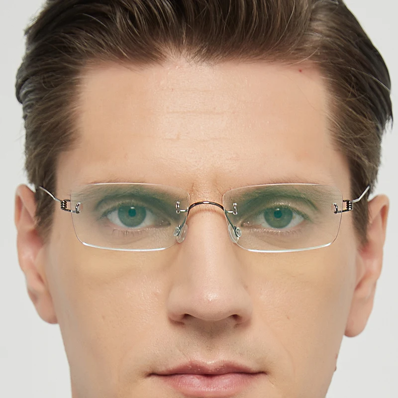 Rimless Classic Mens Eyeglasses Glasses Lunor Classic Round PP The