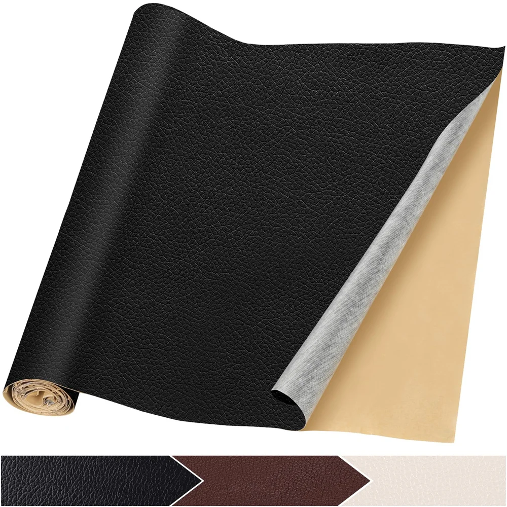 Self Adhesive Leather Repair Patch Tape 15x78Inch Furniture Couches Car Seats Office Chairs Handbags Vinyl Repair Tape Kit Black