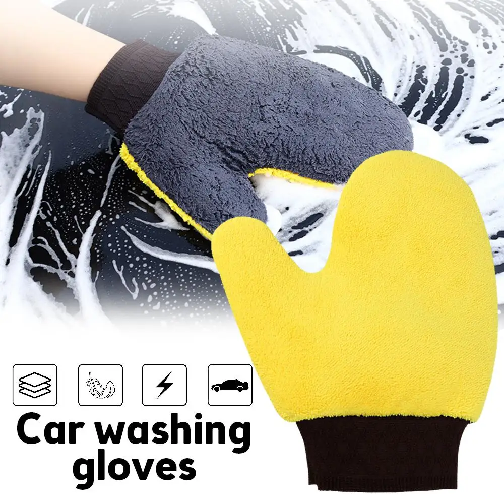 

Car Accessories Towels Washing Drying Brush Cleaning Microfiber Coral Fleece Gloves Car Washing Gloves