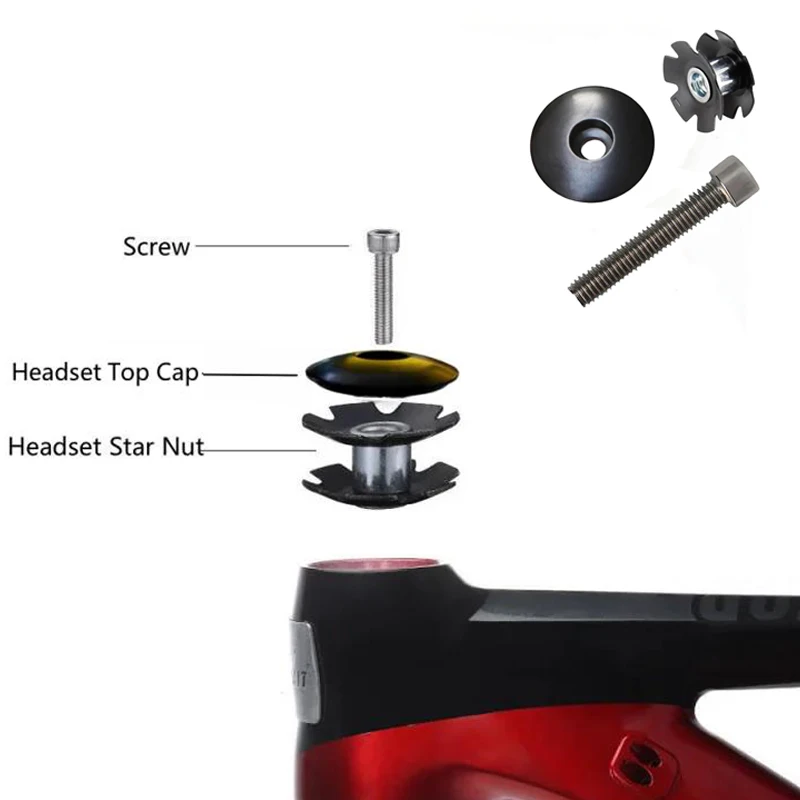 Bicycle Headset Bike Stem Cap Bicycle Head Cap 1~10pcs Bike Headset Stem Top Cap Bowl Cover with Screw Blot Headset Star Nut Bicycle Fork Parts for 1-1/8inch 28.6mm Head Tube