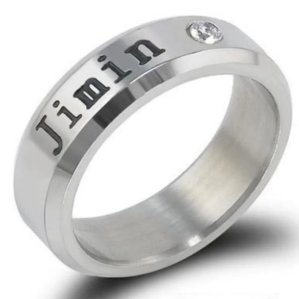 ARMY Jimin Jung Kook V J-HOPE Jin Rap Monst SUGA Rm Rhinestone Titanium Steel Finger Ring Inner 18mm Original Kpop Jewelry Gifts 2