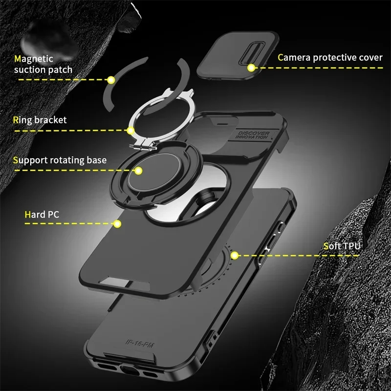 Sleek Magnetic Wireless Charging Phone Case with Slide Camera Protector