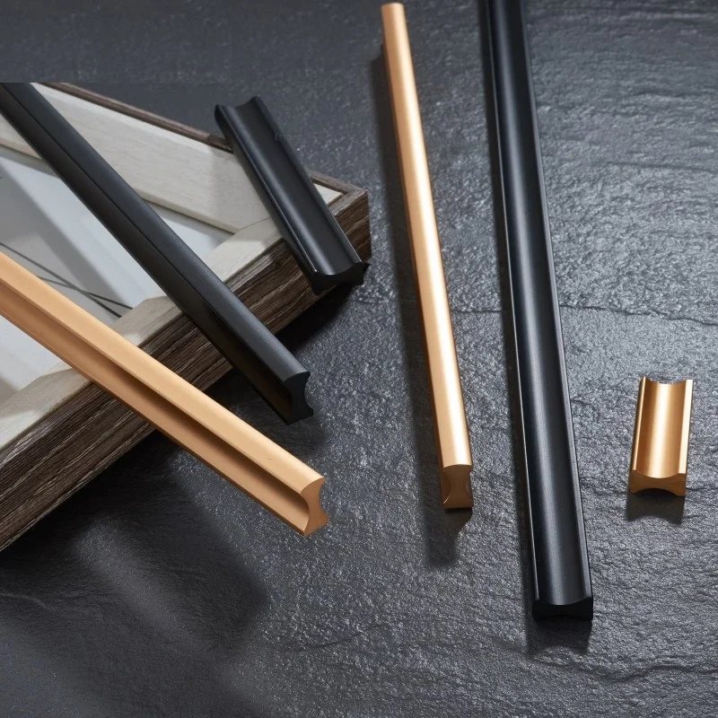 Silver Black Gold Furniture Door Handle Kitchen Cabinet Pull Zinc Alloy Modern Cupboard Drawer Hardware Long Knob furniture handles kitchen door handles