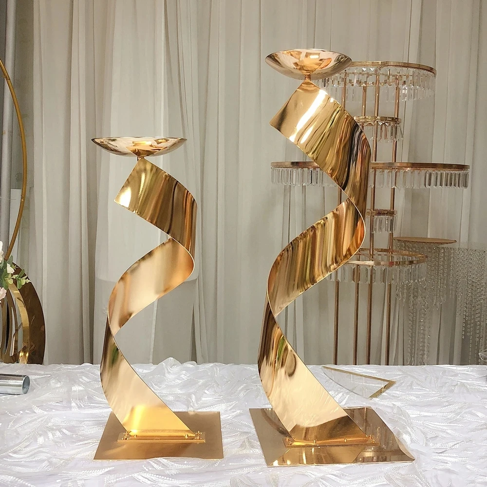 5 PCS Gold Flower Road Lead Metal Wedding Table Centerpieces Event Party Home Hotel Decoration