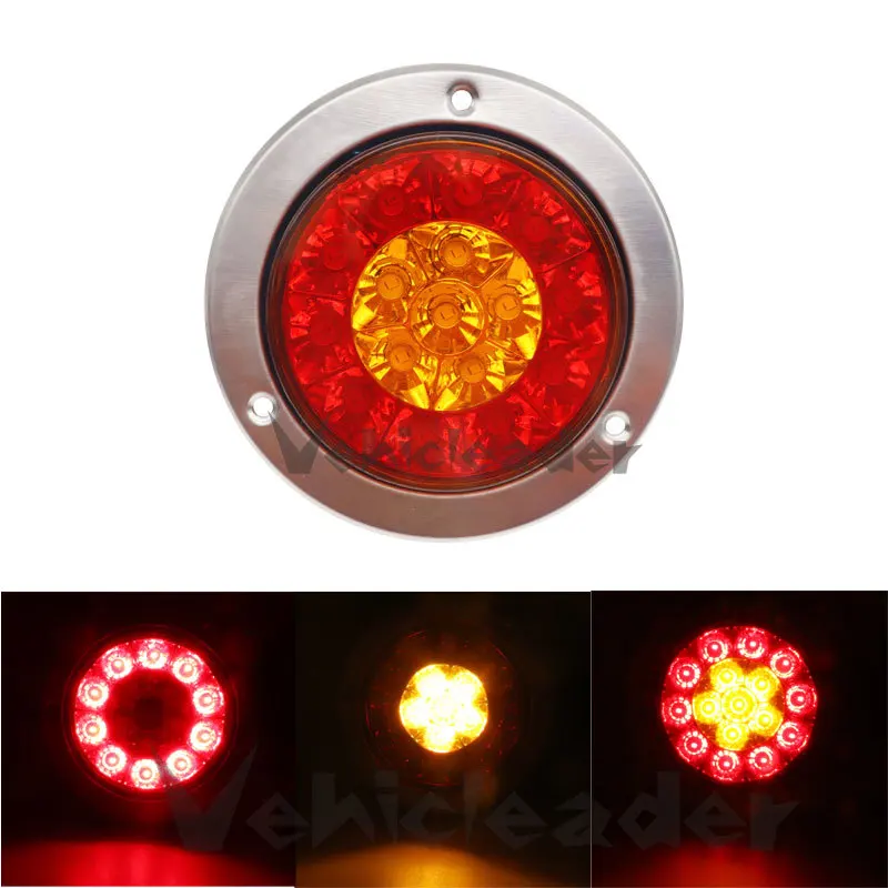 2x Fanali Posteriori LED Tondi Per Camion E Rimorchio – 16 LED – Stop, Freccia, Retromarcia – IP67